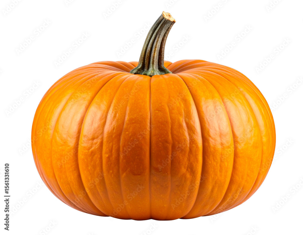Bright Orange Pumpkin with Smooth Skin, Front View Isolated on Black Background Bright Orange Pumpkin with Smooth Skin, Front View Isolated on Black Background