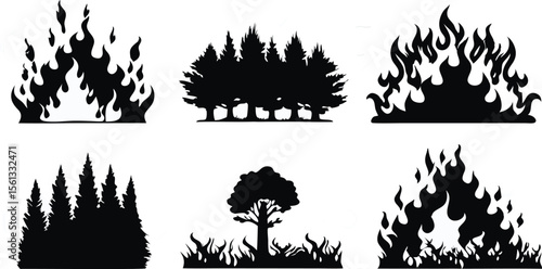 Black Silhouette Fire Flames Set – Vector Burning Flame Icons Collection,Silhouette Fire flames,Fire flame icon,set vector icons,Set of black fire silhouettes flames,fire symbol vector elements,Ai