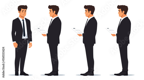 Professional Business Man holding Form, Corporate Document in Hand