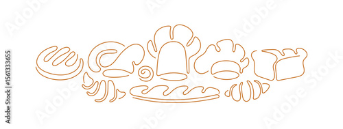 Bakery logo, bread sign Vector one line art emblem