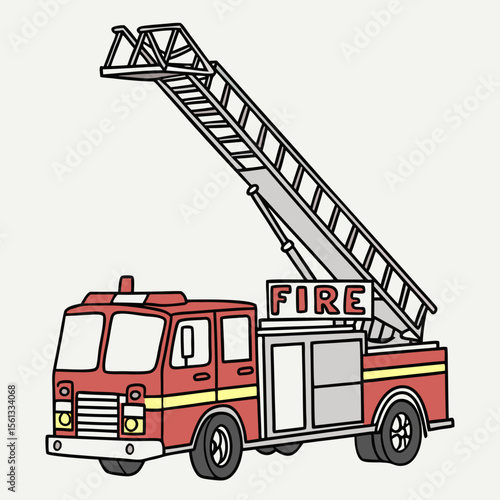 vector image of a fire truck with extendable 