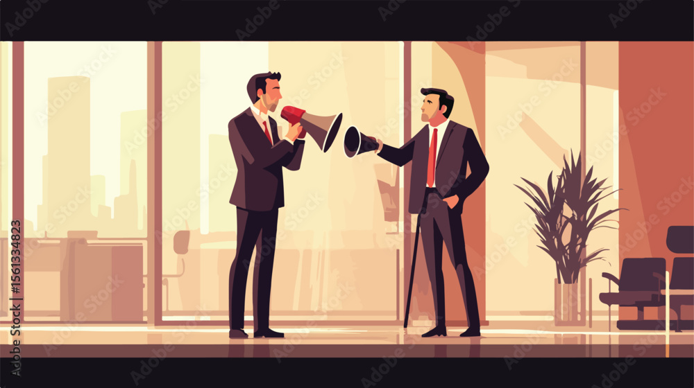 Fototapeta premium Businessman Using Megaphone to Give Orders