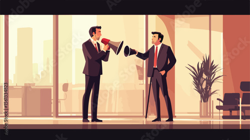 Businessman Using Megaphone to Give Orders