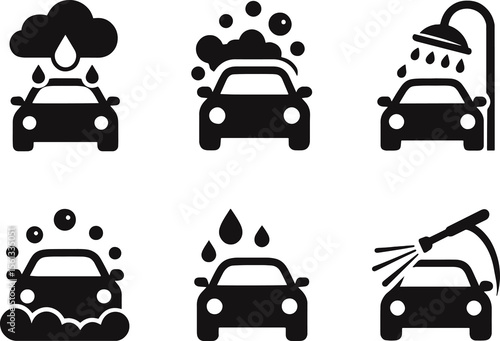 Washing Car icon logo Set