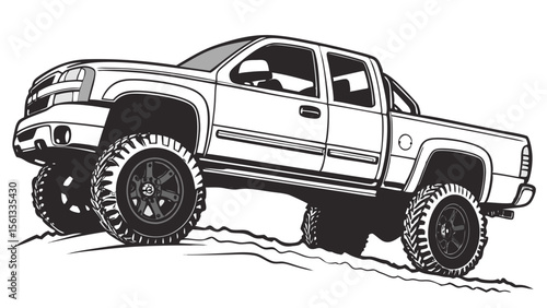 full vector illustration of a pickup truck with