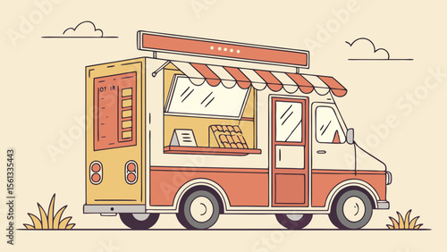 Vector of a mobile food truck detailed with servi