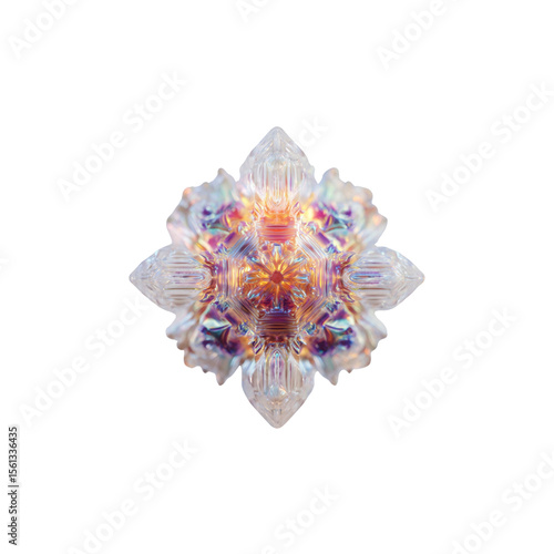 Microscopic Crystal Formation Iridescent Starburst Pattern