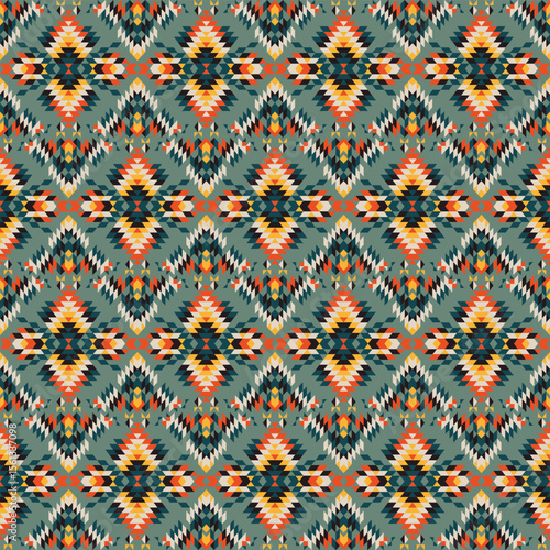 American tribal ethnic native pattern seamless.Traditional Navajo,Aztec,Apache,Southwest and Mexican style fabric pattern.Abstract vector motif pattern.For fabric,clothing,blanket,woven,wrap,decorate.