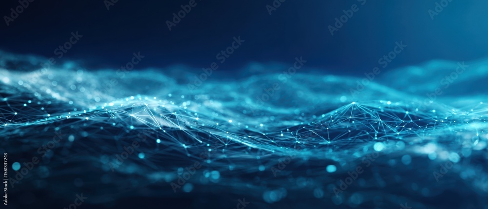 Fototapeta premium The digital ocean waves creating a futuristic data visualization environment.