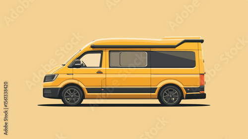 Modern Camper Car Transport Flat Vector Illustration