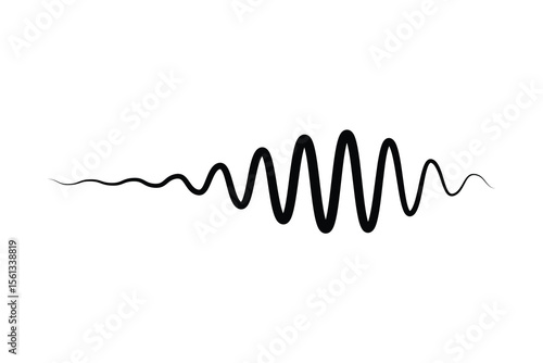 Black Sound Wave Vector – Audio Signal Line Icon for Podcast, Music, and Voice Interface Design on White Background