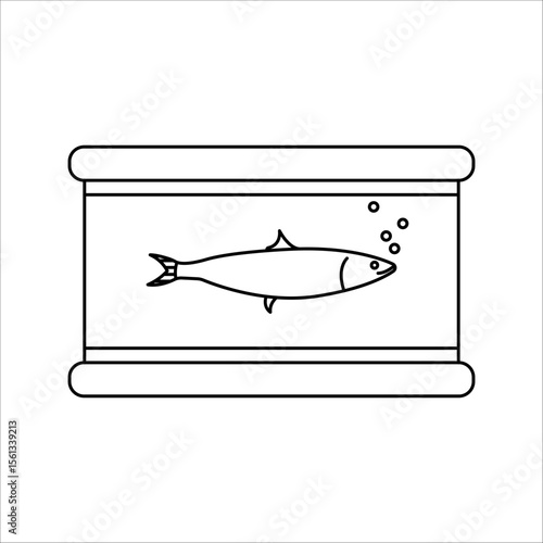 sardine fish icon in aquarium, isolated on white background, vector icon natural logo of anchovy on white background.