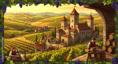 Tuscan Vineyard Castle Rolling Hills, Winemaking, and Medieval Architecture