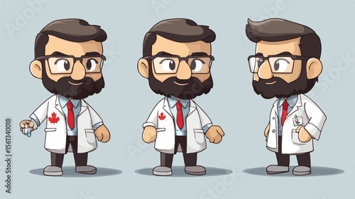 Canadian Scientist Cartoon Mascot Vector Character Design