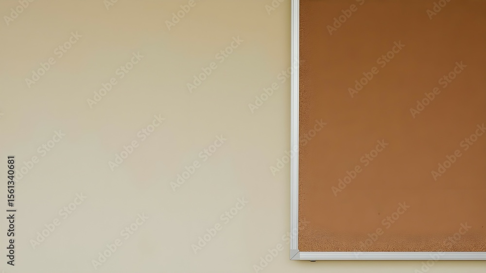 Fototapeta premium A beige classroom wall with a notice board. 