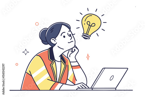 Eureka Moment: An individual on the cusp of innovation, sparked by a brilliant idea, a radiant light bulb illuminating their creative mind.