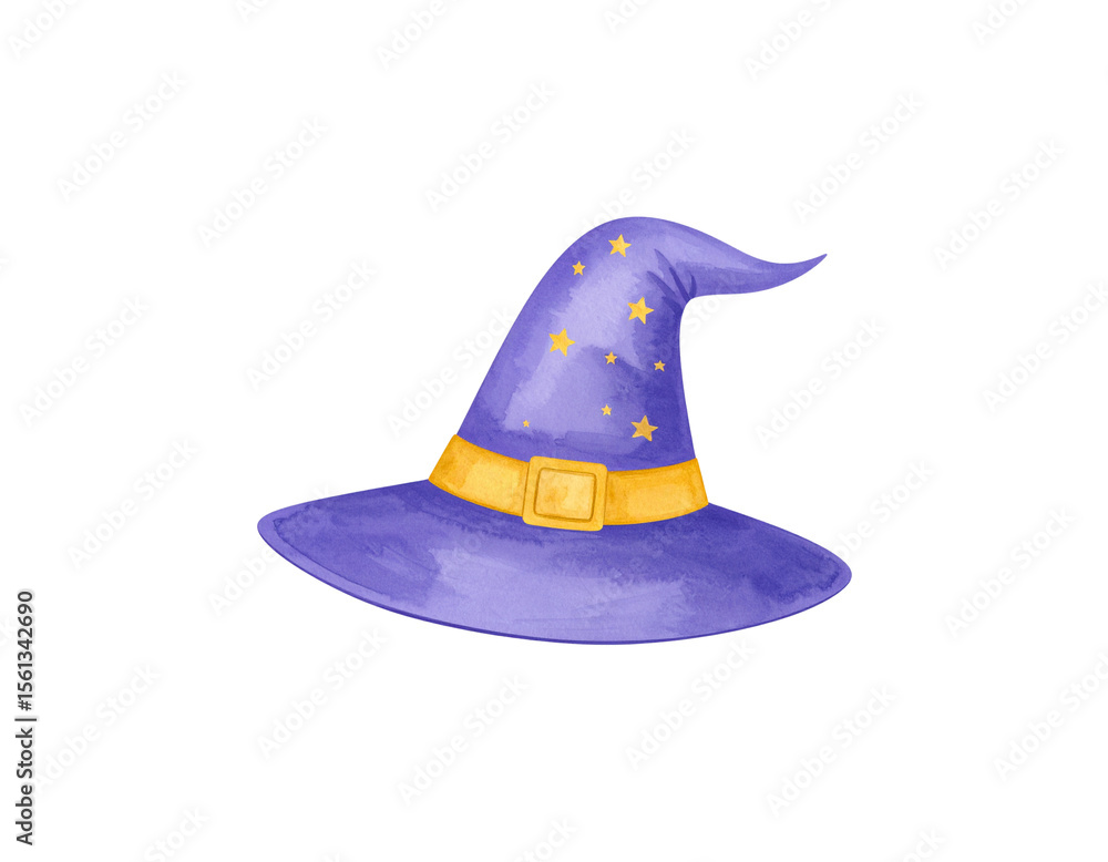 Fototapeta premium A black witch hat and a spooky broomstick for Halloween.