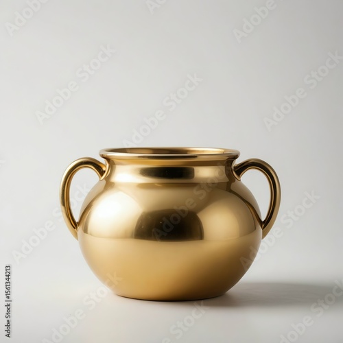 Polished Golden pot isolated on white background