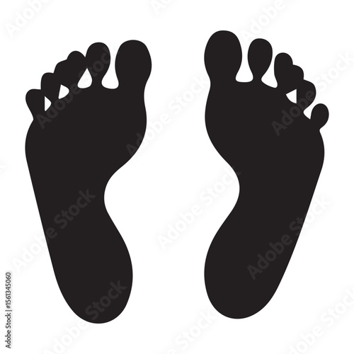 Simple black silhouette of two bare human feet facing forward with toes spread on a clean white background
