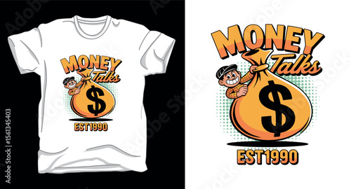 Money talks graphic vector art motivational t-shirt design print