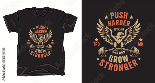 Push harder fitness graphic vector art t-shirt design print