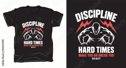 Discipline fitness graphic vector art t-shirt design print