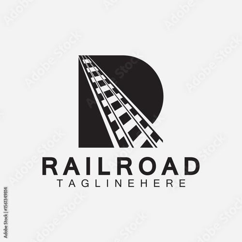R letter Railroad logo design template