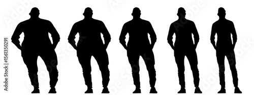 Conceptual fat overweight obese man vs slim fit healthy body after weight loss or diet, white background banner. A  fitness, nutrition or obesity, health care shape illustration vector as silhouettes