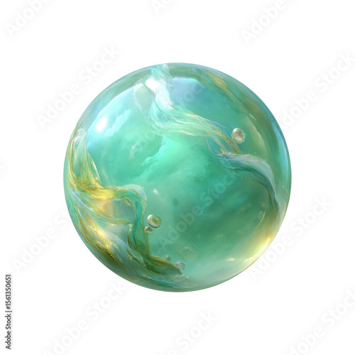 Wallpaper Mural Enchanting Teal and Gold Orb Abstract Sphere with Swirling Liquid Texture Torontodigital.ca