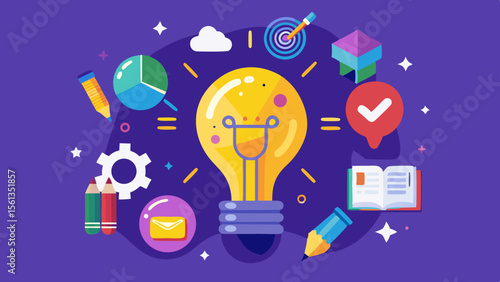 Fun School Activities Art: Creative concept of light bulb with education