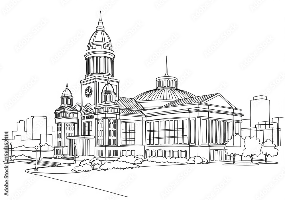 Obraz premium City Museum in St. Louis one line drawing