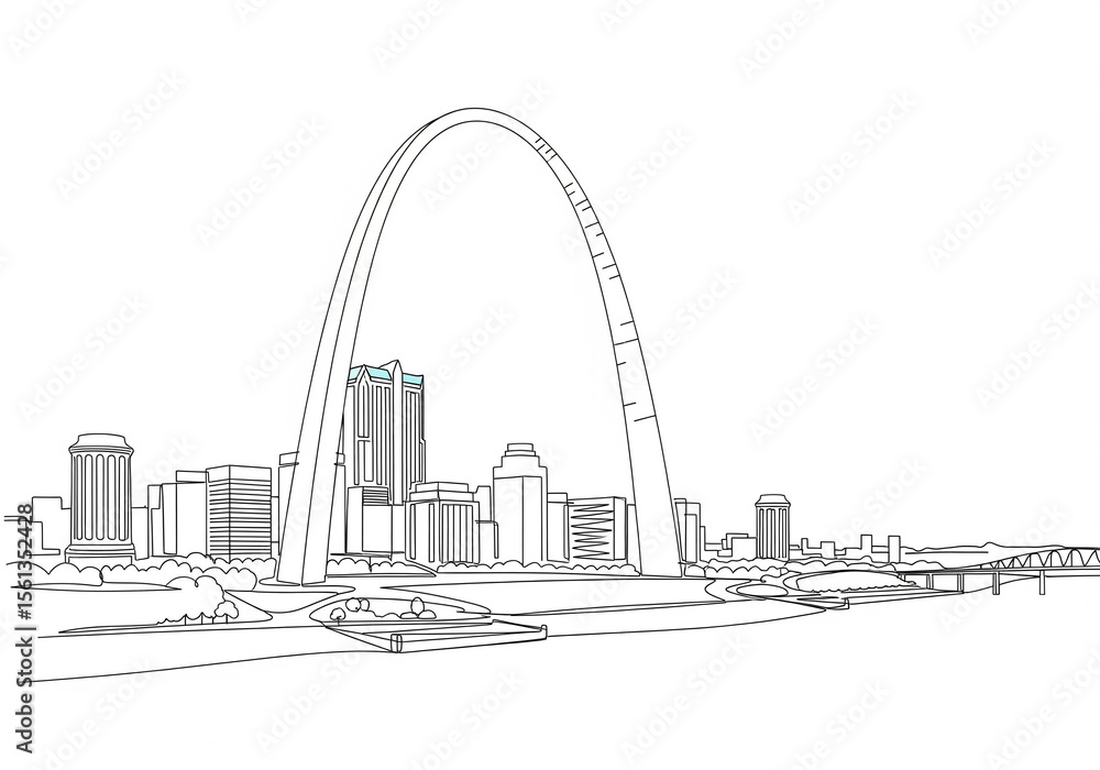 Fototapeta premium Gateway Arch in St. Louis one line drawing