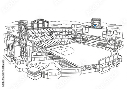 Chase Field in Phoenix one line drawing