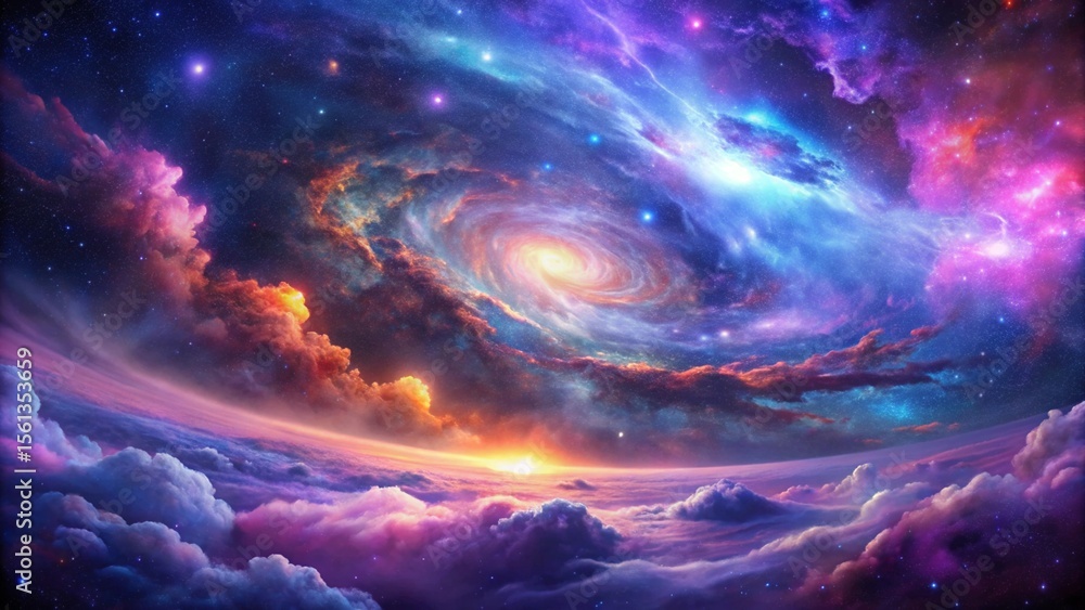 Fototapeta premium Stunning Galactic View with Vibrant Nebula and Stars