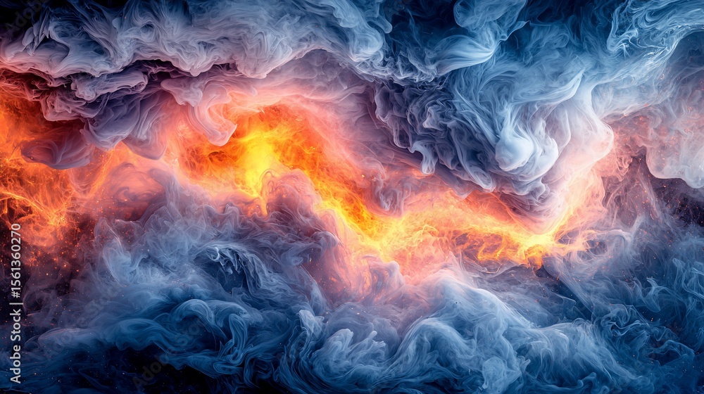 Fototapeta premium Abstract swirls of fire and smoke, dynamic interplay, unseen space