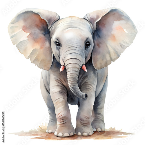 Elephant baby watercolor isolated on transparent background