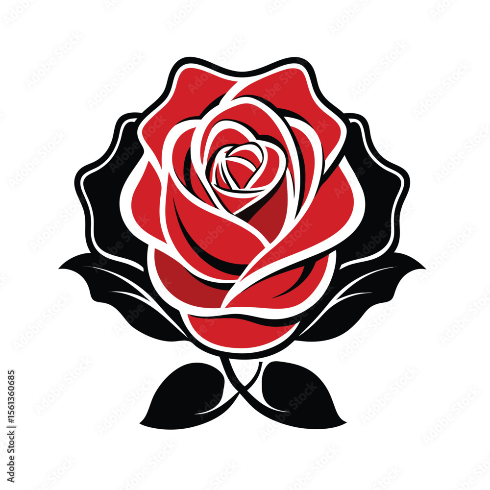 double delight rose silhouette vector icon on white background double delight rose silhouette vector icon on white background