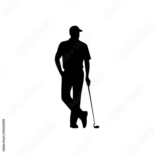 golfer silhouette on white background