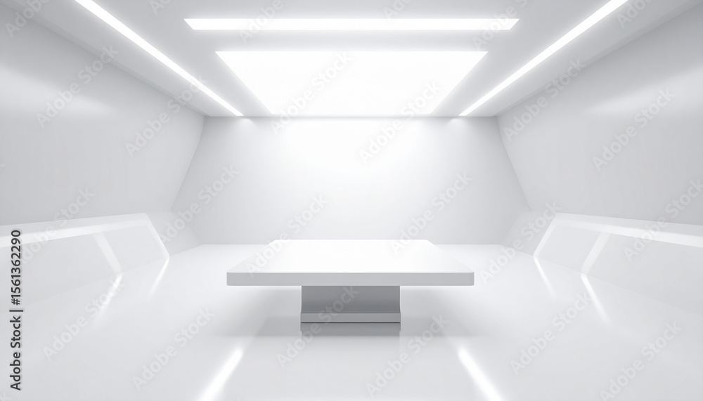 custom made wallpaper toronto digitalExhibition space with abstract lighting. Empty space with a display table.