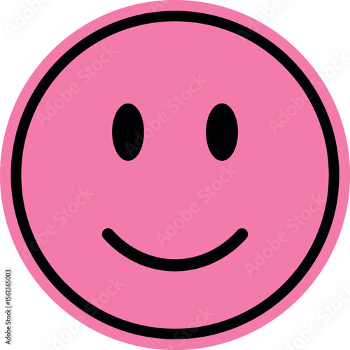 A simple, vibrant pink smiley face graphic against a plain white background.