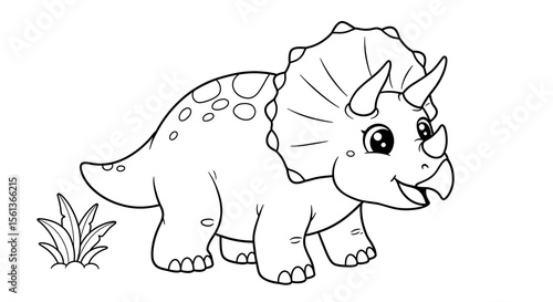 Fototapeta Naklejka Na Ścianę i Meble -  Jurassic Dinosaurus Tyrex in the jungle coloring page for kids A4 F4 Drawing book black and white background