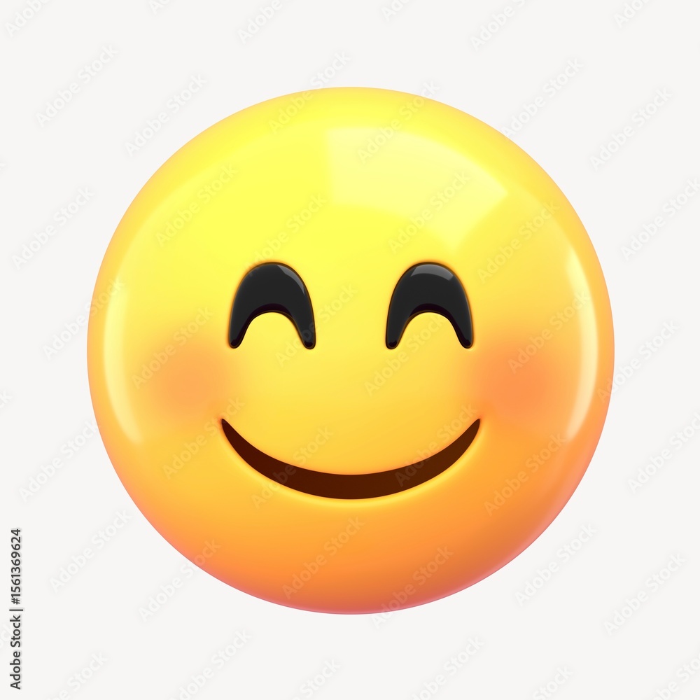 Blushing face 3D emoticon illustration graphic Blushing face 3D emoticon illustration graphic