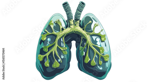 Clean Air Lungs Cartoon Vector Illustration