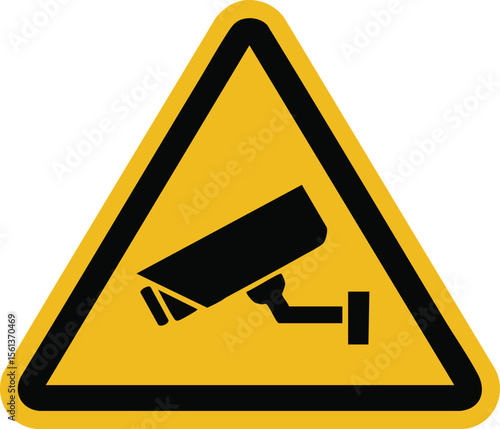 Cctv Surveillance Camera Warning Sign Security Monitoring Safety Yellow Black Triangle Symbol Alert Privacy Protection Notice

