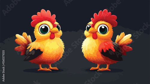 Adorable Cartoon Chicken Illustration in Flat Design