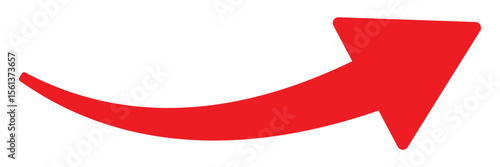 Long curved arrow icon vector. Red long arrow vector. flat style Arrow symbol. Red silhouette of long arrow isolated on white background. vector illustration.