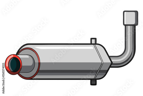 Minimalist Exhaust Pipe Vector with Clean Smoke Trail on White