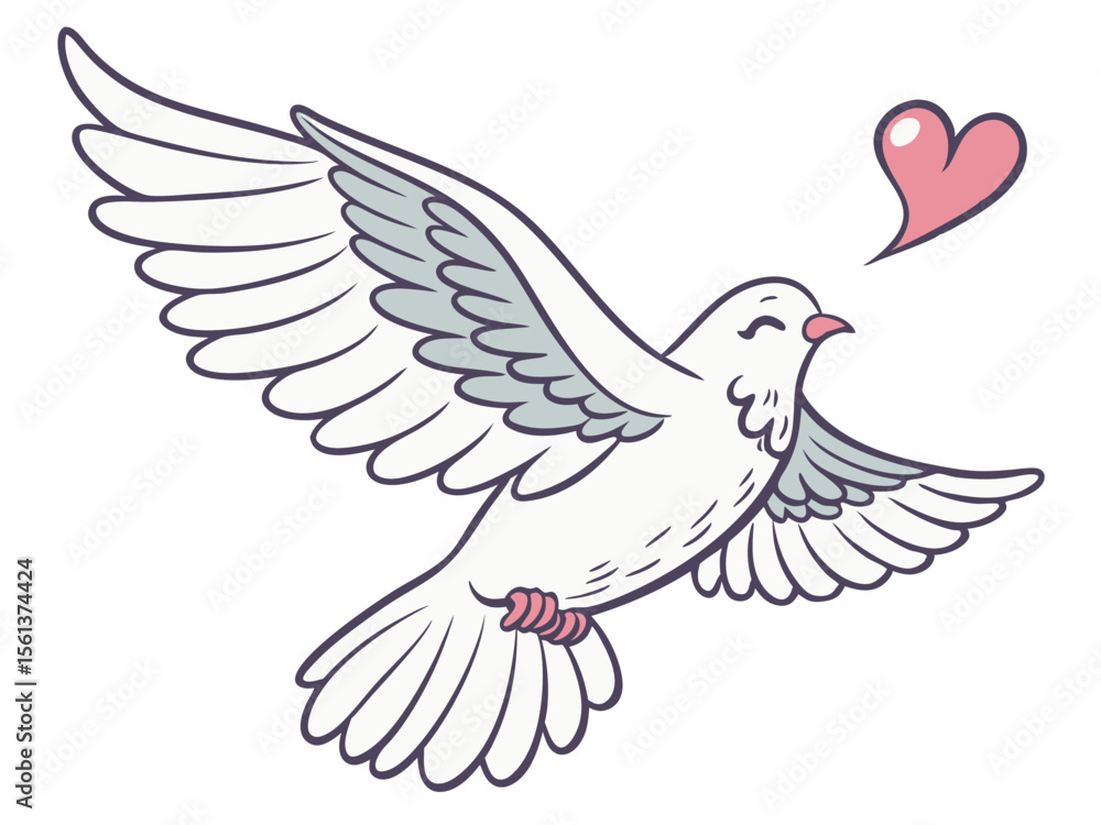 Obraz premium Romantic Dove with Heart Vector for Wedding, Peace, and Love Illustration