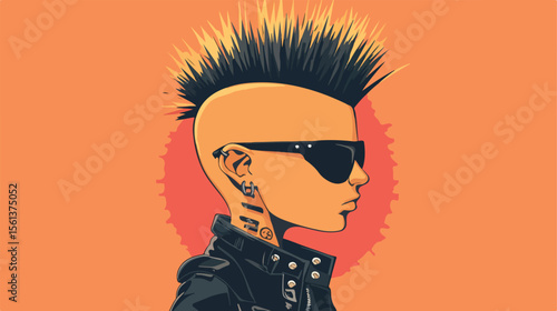 Cool Cartoon Punk Boy with Mohawk and Sunglasses