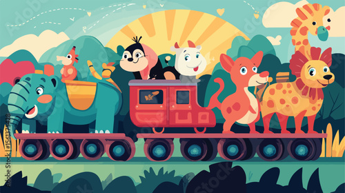 Cartoon Animal Tamer Training Flat Vector Illustration